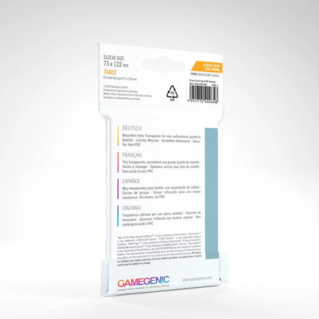 UNIT Gamegenic - Prime Tarot Sized Sleeves 73 X 122 mm (50ct) (Colour Code Orange)