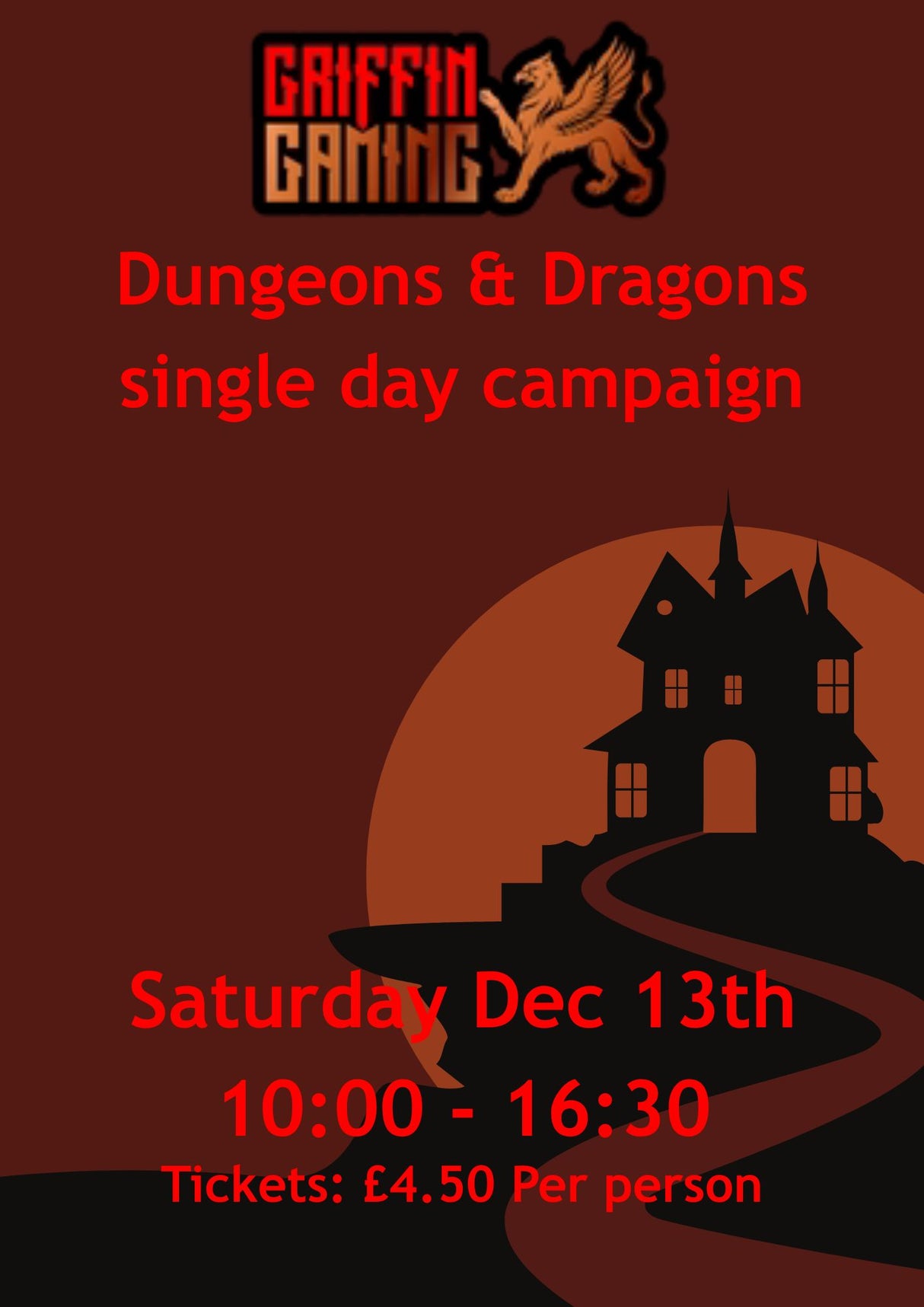 Dungeons & Dragons Single day narrative campaign Ticket. - Eboncroft Manor