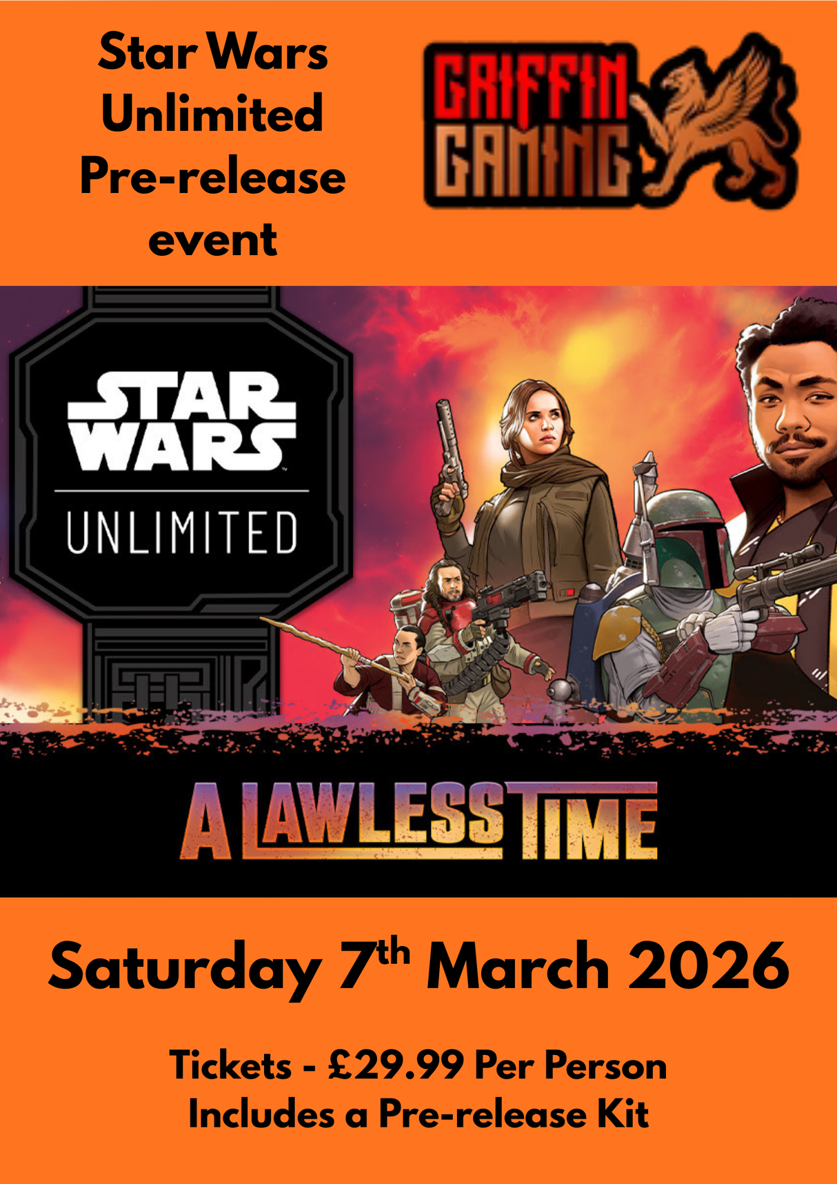 Star Wars Unlimited: Pre-Release Event - A Lawless Time - 7th March 2026
