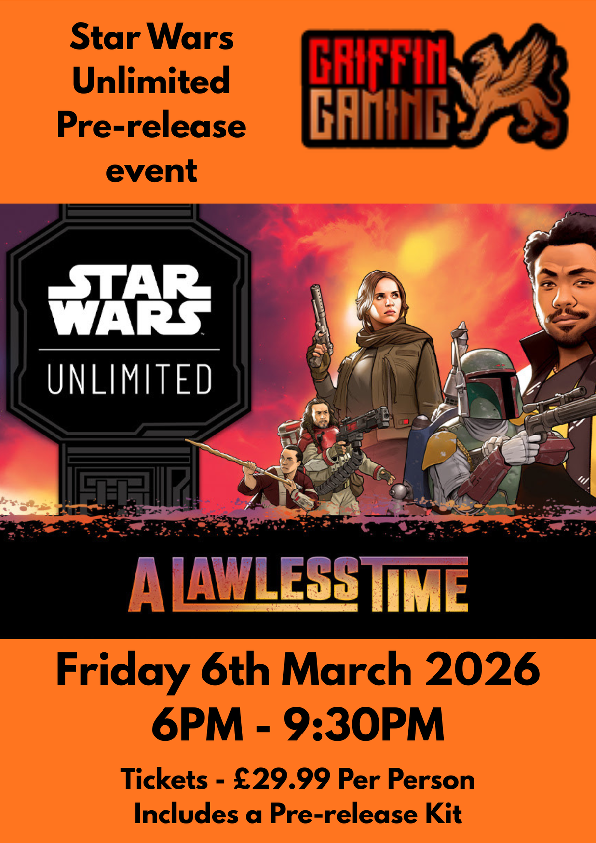 Star Wars Unlimited: Pre-Release Event - A Lawless Time - 6th March 2026